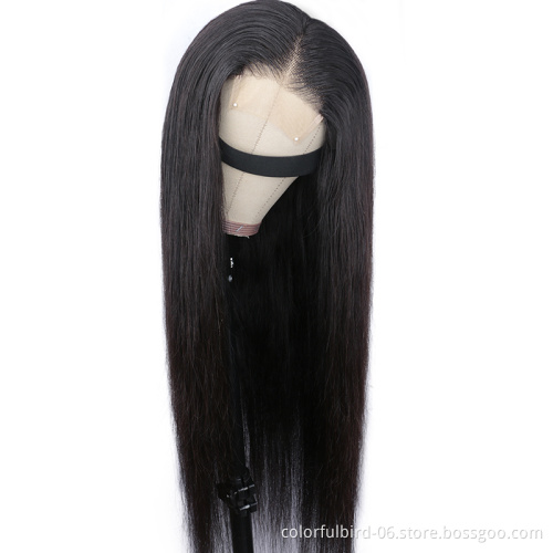 Human Hair Closure Wigs Wholesale Brazilian Virgin Hair straight Transparent Lace Front Wig for Black Women